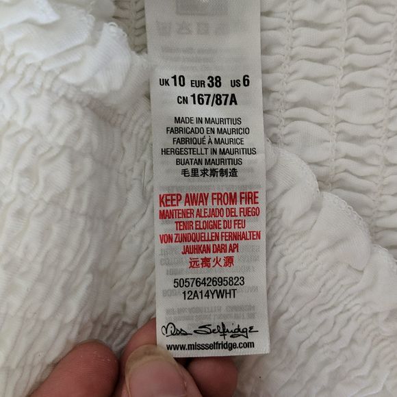 MISS SELFRIDGE Tank Top Crop 6 Small White Stretch - Picture 3 of 5